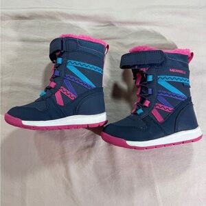 Merrell Snow Crush 2.0 Waterproof Boots Snow Rain Navy/pink Size 6 Little Kids